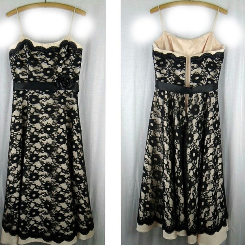 A.B.S. Black Lace Overlay Formal/ Semi Dress
